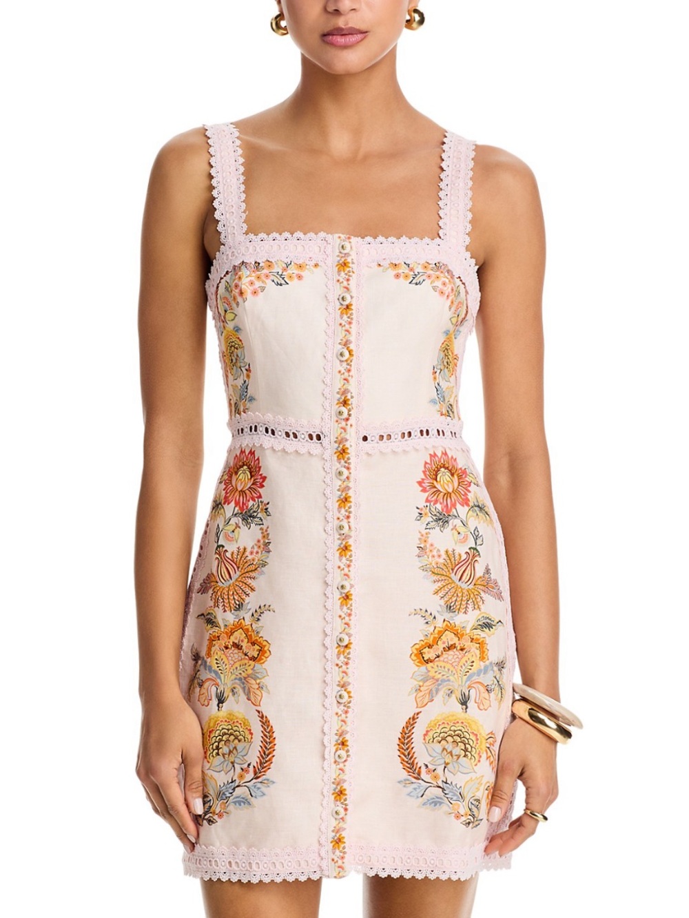 Farm Rio Ligia Lace Buttoned Mini Dress Sz Small NWT